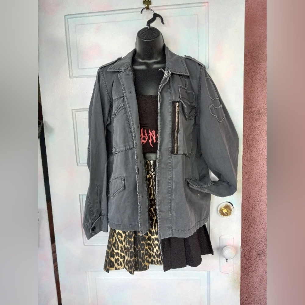 Vintage tripp nyc military goth super rare grey wash jacket! EUC! - Picture 2 of 9